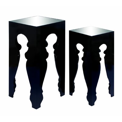Benzara 62550 Modern Black End Table With Mirror Table Top