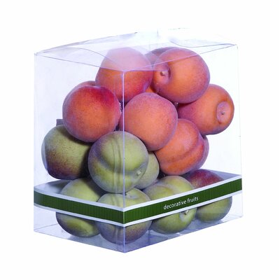 Benzara 47750 Decorative Small Peaches Gift Box Well Molded in Red and Green