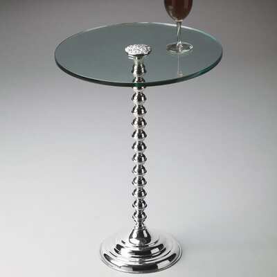 Butler Nickel Base Thick Glass Top Pedestal Table