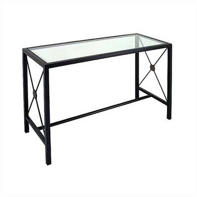 Large Console Table - Base Finish: Satin Black, Side Panel: French Traditional