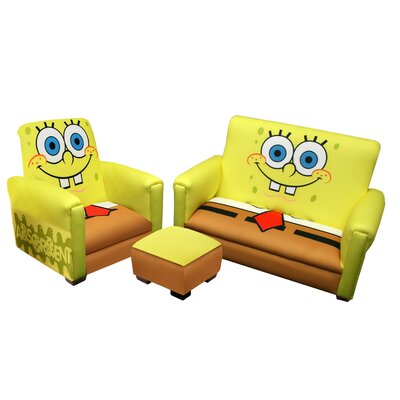 Nickelodeon Sponge Bob Deluxe Toddler Sofa, Chair and Ottoman Set