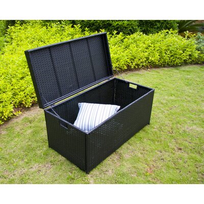 Wicker Lane Outdoor Black Wicker Patio Furniture Storage Deck Box