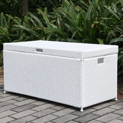 Wicker Lane Outdoor White Wicker Patio Furniture Storage Deck Box
