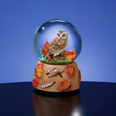 Owl with Autumn Leaves Snow Globe