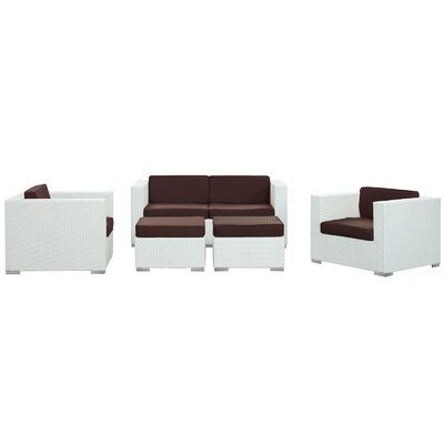 Modway Malibu Sofa Set in White Brown