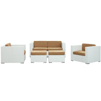 Modway Malibu Sofa Set in White Mocha