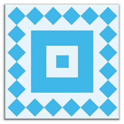Folksy Love Decorative Tile in Checkers Blue-Light Blue Finish: Glossy, Size: 6 x 6