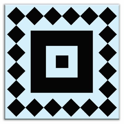 Folksy Love Decorative Tile in Checkers Black-Light Blue Finish: Glossy, Size: 6 x 6