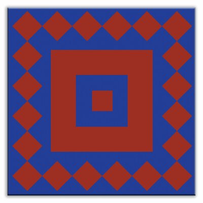 Folksy Love Decorative Tile in Checkers Red-Blue Finish: Satin, Size: 4.25 x 4.25