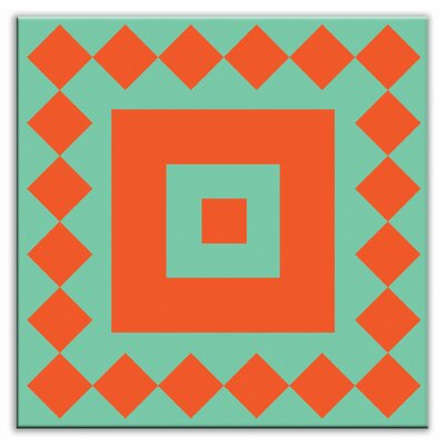 Folksy Love Decorative Tile in Checkers Red/Orange-Green Finish: Glossy, Size: 6 x 6