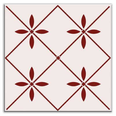 Folksy Love Decorative Tile in Glass Burgundy Finish: Glossy, Size: 6 x 6