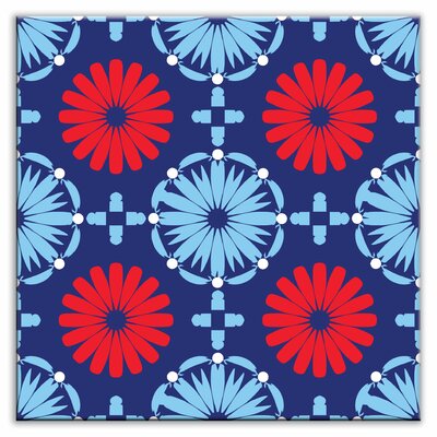 Folksy Love Decorative Tile in Kaleidoscope Blue-Red Finish: Glossy, Size: 6 x 6