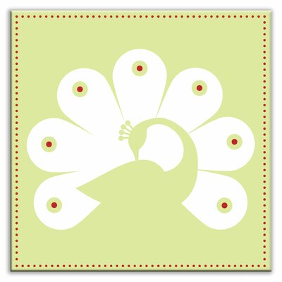 Folksy Love Decorative Tile in Primped Peacock Mint-White Finish: Glossy, Size: 6 x 6