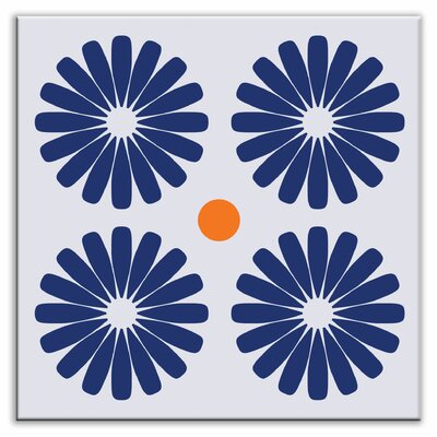 Folksy Love Decorative Tile in Pinwheels Blue Finish: Satin, Size: 4.25 x 4.25