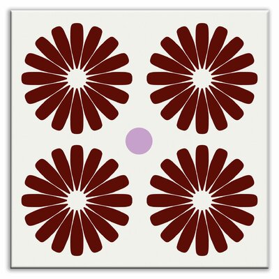 Folksy Love Decorative Tile in Pinwheels Burgundy Finish: Glossy, Size: 6 x 6