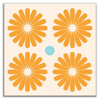 Folksy Love Decorative Tile in Pinwheels Orange Finish: Glossy, Size: 6 x 6