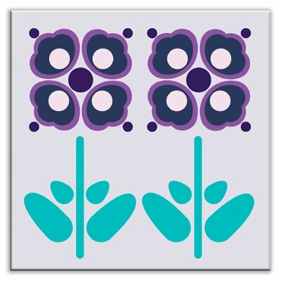 Folksy Love Decorative Tile in Pressed Flowers Plum Finish: Satin, Size: 4.25 x 4.25