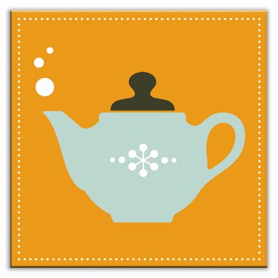 Kitschy Kitchen Decorative Tile in Spot of Tea Orange-Light Teal Finish: Glossy, Size: 6 x 6