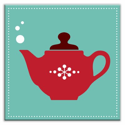 Kitschy Kitchen Decorative Tile in Spot of Tea Teal-Red Finish: Satin, Size: 4.25 x 4.25