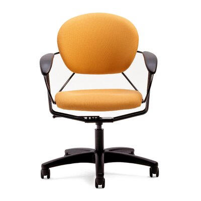 Uno Multi-Purpose Mid-Back Upholstered Chair Fabric: Buzz2 - Yellow, Casters/Glides: Hard Floor Casters
