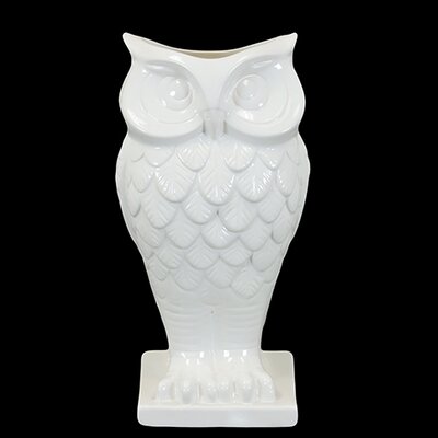 13.5 White Ceramic Owl Vase
