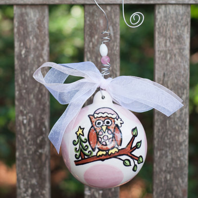 Owl Baby's First Ball Ornament Color: Pink