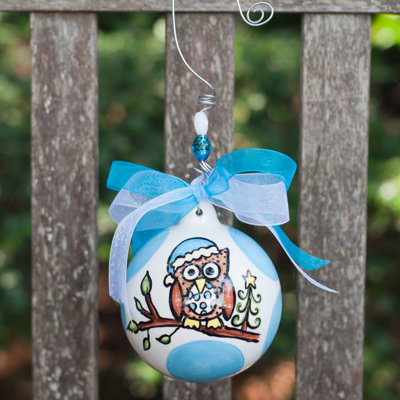 Owl Baby's First Ball Ornament Color: Blue