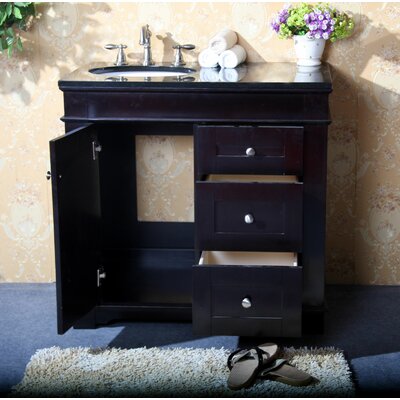 36 Single Bathroom Vanity Set Finish / Vanity Top: Espresso / Absolute Black Granite