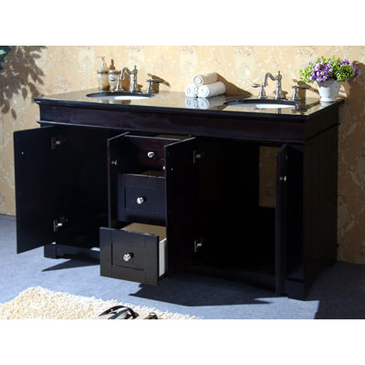 60 Double Bathroom Vanity Set Finish / Vanity Top: Espresso / Absolute Black Granite