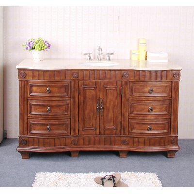 60 Single Bathroom Vanity Set in Antique Honey Vanity Top: Baltic Brown Granite