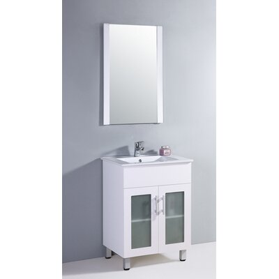Legion Furniture Ceramic Top 24-inch Single Sink Bathroom Vanity with Mirror