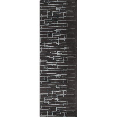 Surya Rugs SIG1036-268 Signature Black and Light Blue Rectangular: 2 ft. 6 in. x 8 ft. Runner
