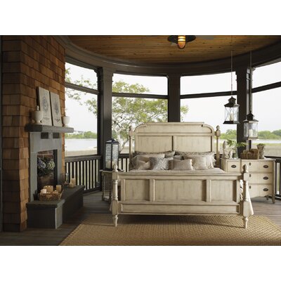 Twilight Bay Hathaway Panel Bed in Distressed Aged White Crackle Antique