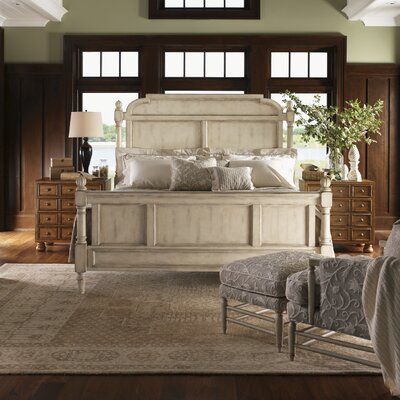 Twilight Bay Hathaway Panel Bedroom Set with Saddle Brown Nightstand in Distressed Aged White Crackle Antique