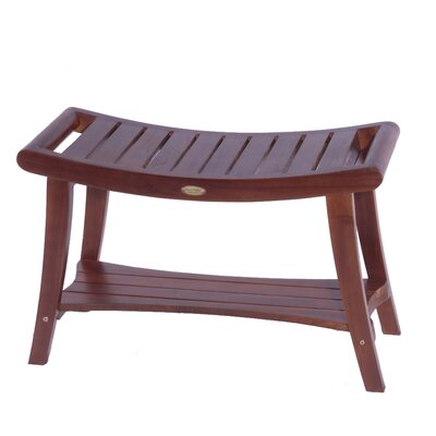 Decoteak Harmony&trade; 30 in. Teak Asia Shower Bench with Shelf and Lift Aide Arms