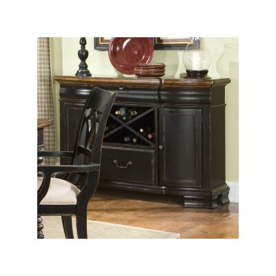 Legacy Classic Furniture 1460-151 Cottage Hill Credenza with Granite Inlay in Two Toned Warm Ebony/Harvest Oak