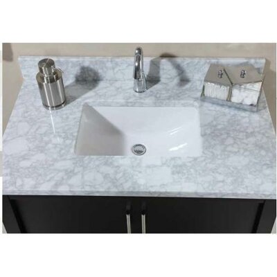 Empire Industries E3722CWW Universal Standard Euro 37 x 22-1/4 Marble Countertop Only with White Rectangular Sink 1-1/4 Thickness