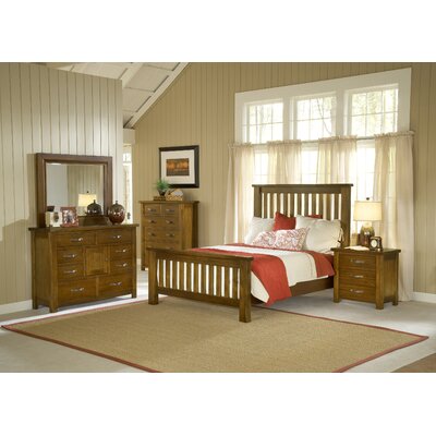 Hillsdale Outback Queen Size Slat Bed, Nightstand, Chesser, Mirror & Chest Set