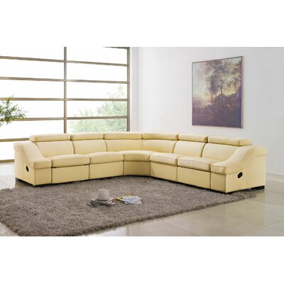 Reclining Left Facing Sectional Sofa Upholstery: Bonded Leather - Beige