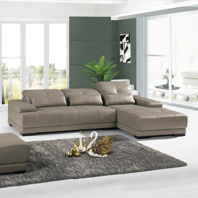 Right Facing Sectional Sofa Upholstery: Full Leather - Beige