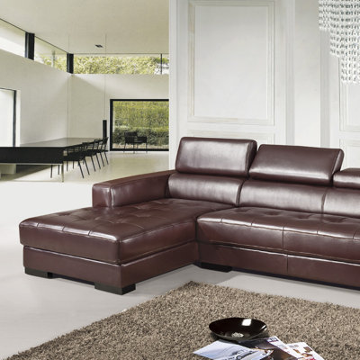 Left Facing Sectional Sofa Upholstery: Bonded Leather - Red