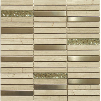 Fusion Series 12 x 12 Mixed Metal Glass Marble Mosaic