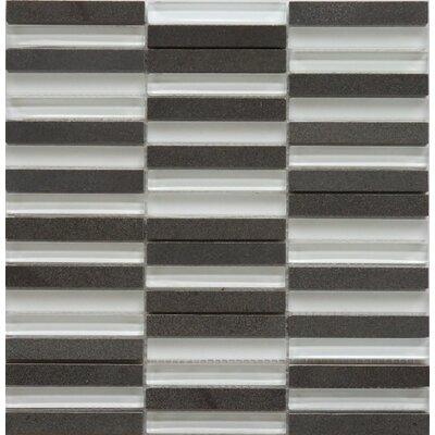 Opus Series 12 x 12 Mixed Glass and Marble Mosaic in Basalt
