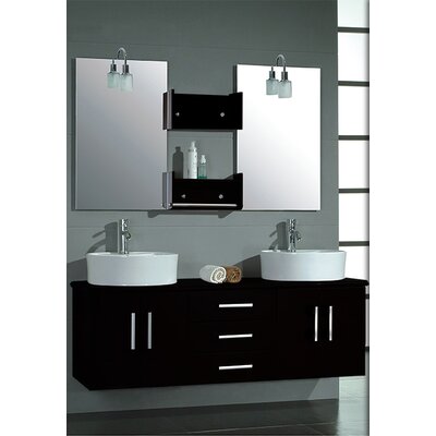 59 Double Bathroom Vanity Set with Polished Chrome Faucet