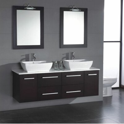 63 Double Sink Vanity Set with Polished Chrome Faucet