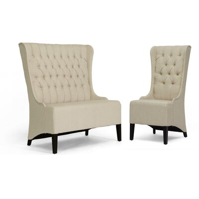 Baxton Studio Vincent Loveseat Bench and Chair Set