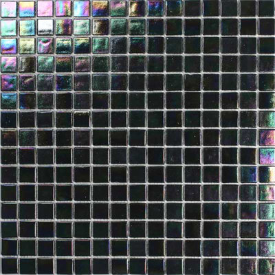 Atlantis 12-7/8 x 12-7/8 Glass Tile in Black Chrome