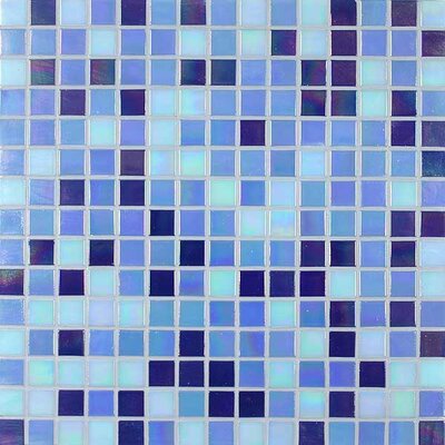Tesserae Blends 12-7/8 x 12-7/8 Tesserae Glass Tile in Ocean Depths Iridescent