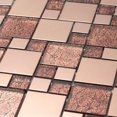 Venetian 11-7/8 x 11-7/8 Glass and Aluminum Tile in Satin Copper