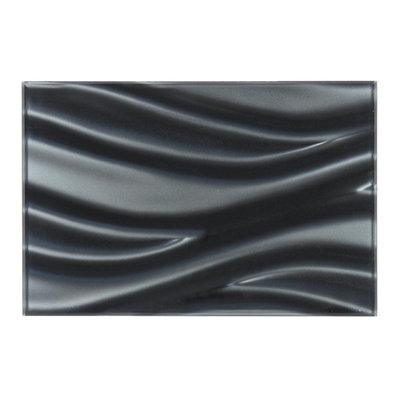 3D 12 x 8 Sea Wave Glass Tile in Black